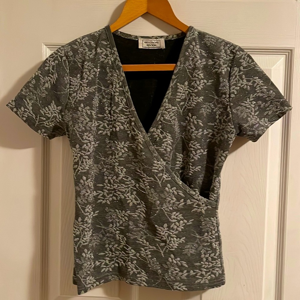 Sparkling Silver Cross Heart Top